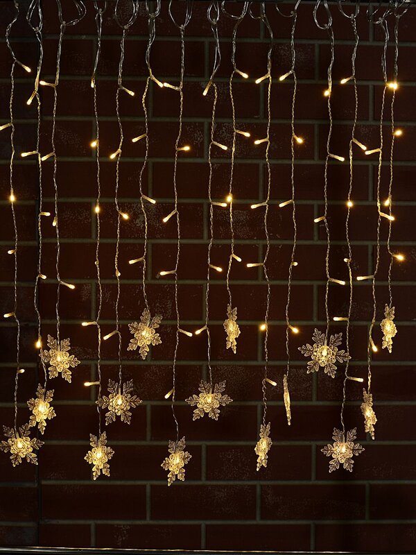 90 Warm White LED Icicle Lights With Snowflakes | 2.1m — image 5