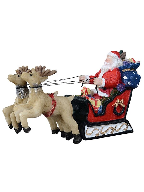 9x Santa & Sleigh With Reindeer, Moose & Trees Village Scene | 14cm Tree — image 3