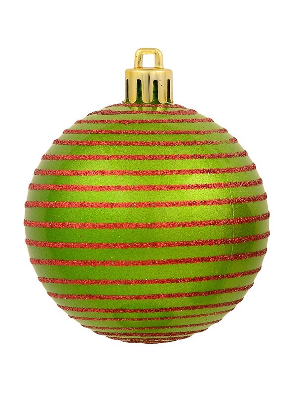 9x Timeless Red & Green Essential Ornate Glitter Ball Bauble Set | 60mm — image 10