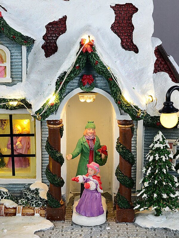 Animated Musical Home For Christmas With LED Car & Street Lamp | 30cm — image 8