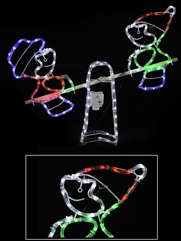 Animated See-Saw Elves LED Rope Light Display - 85cm