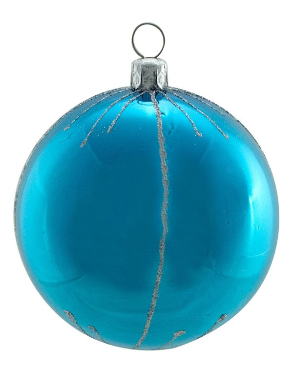 Assorted Blue With Silver Glittered Patterns Baubles - 6 x 80mm — image 4