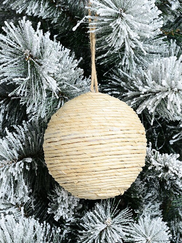 Authentic Natural Seagrass Rope & Dusted Glitter Signature Bauble | 12cm — image 2