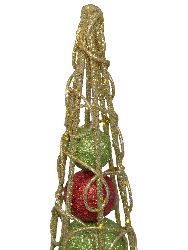 Bauble Filled Gold Glitter Wire Cone Table Top Tree - 45cm — image 3