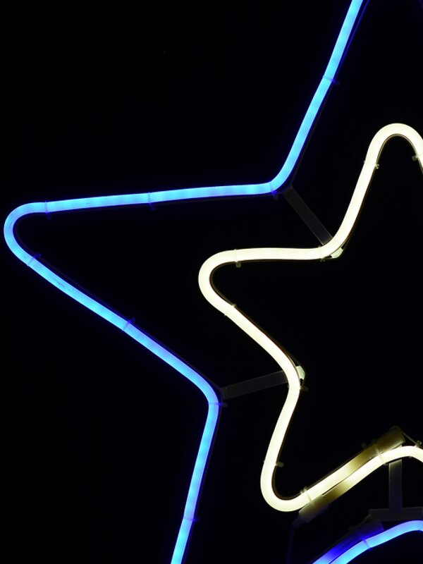 Blue & Cool White Christmas Stars Neon Christmas Light Silhouette - 63cm — image 5