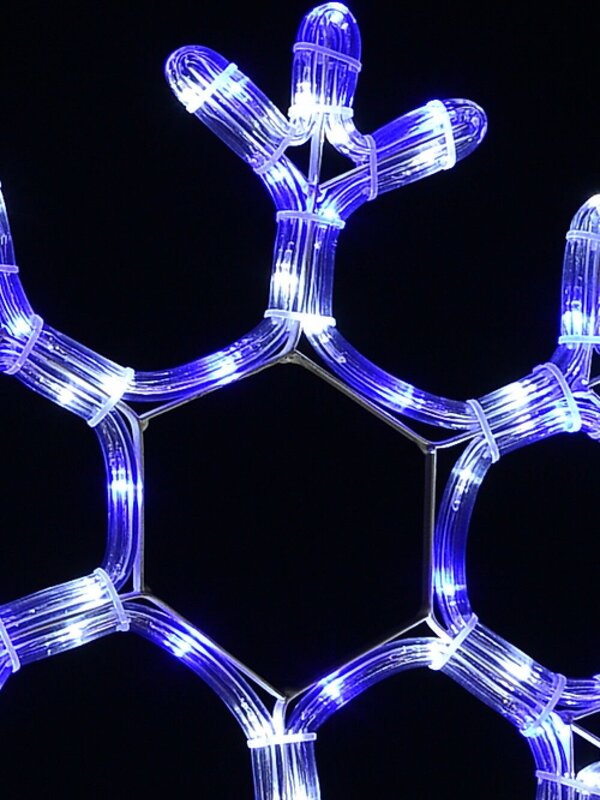 Blue & Cool White LED Branched Star Snowflakes Rope Light Silhouette - 2.5m — image 3