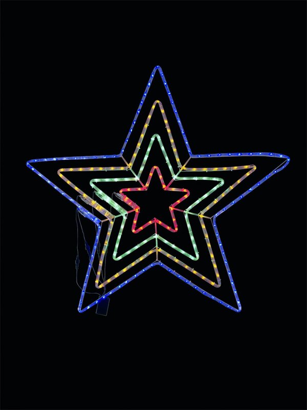 Blue, Orange, Green & Red Quadruple Star Rope LED Light Silhouette - 1.1m — image 2