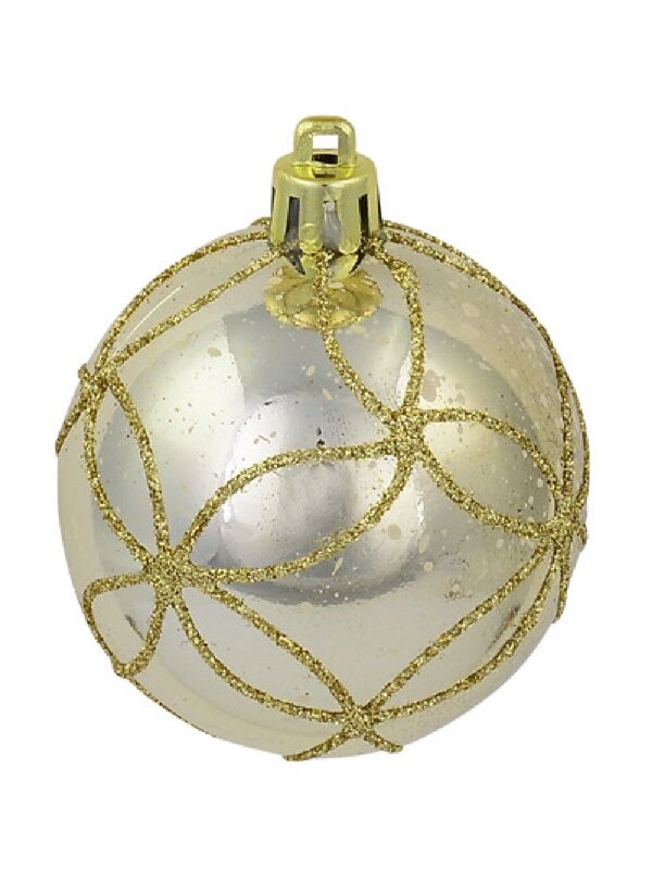 Brown, Gold & Ivory Speckled With Glitter Detail Baubles - 6 x 60mm — image 3