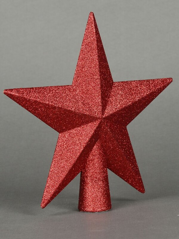 Brushed Metallic Red Star Tree Topper - 20cm
