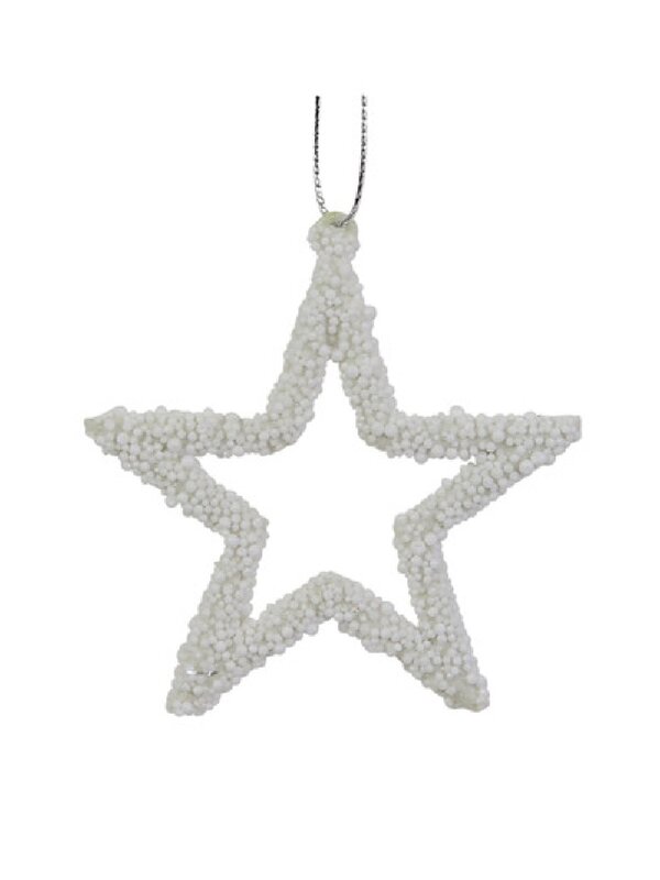 Bubble Trim Detail White Star Christmas Tree Hanging Decorations - 6 x 70mm — image 3