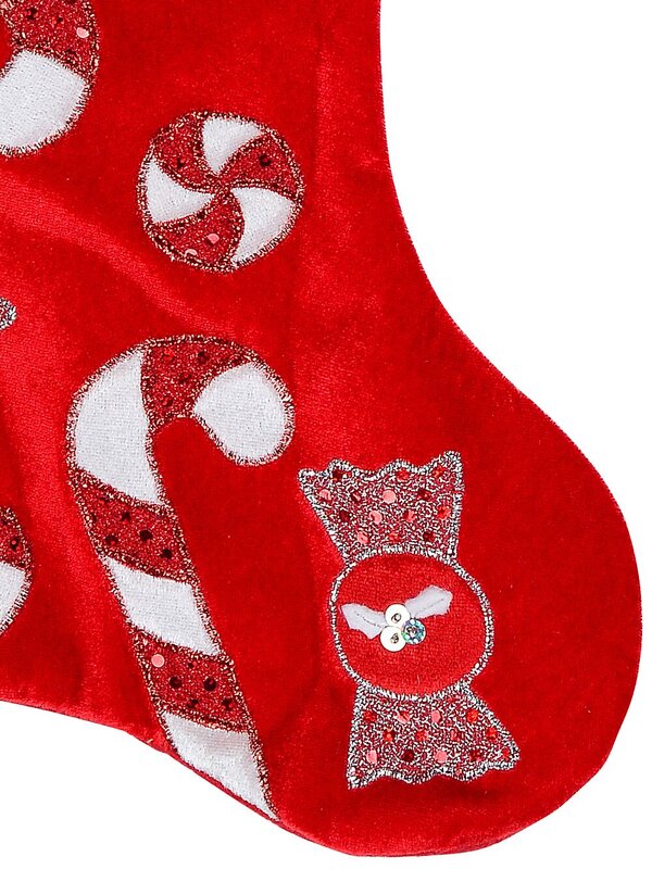 Candy Canes & Lollies Red Velvet With White Cuff Christmas Stocking - 48cm — image 4
