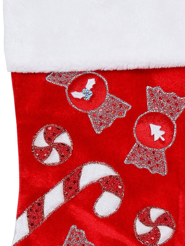 Candy Canes & Lollies Red Velvet With White Cuff Christmas Stocking - 48cm — image 3