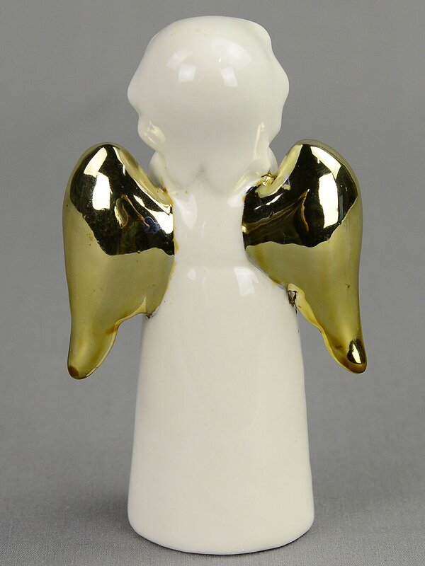 Ceramic White Angel With Gold Wings Holding Gold Heart - 10cm — image 5