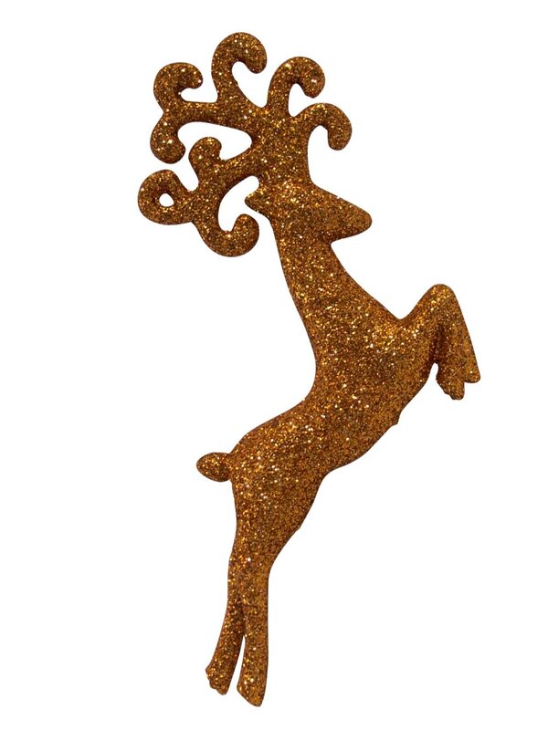 Chocolate, Copper & Gold Glittered Deer Decorations - 4 x 10cm