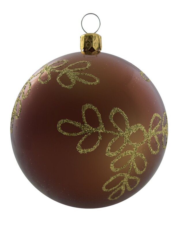 Chocolate & Gold baubles With Gold Glitter Pattern - 4 x 80mm — image 3