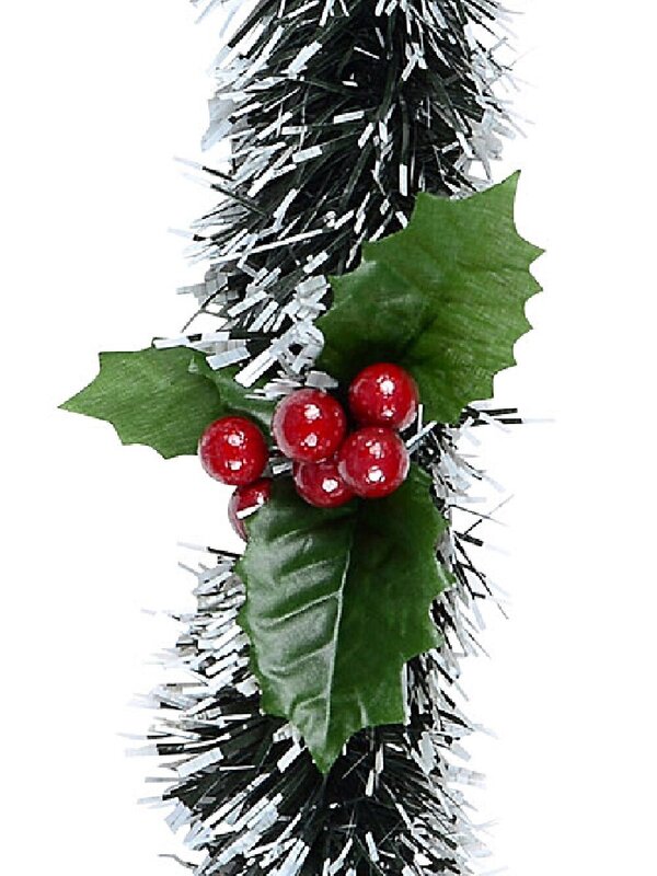 Classic 5ply White Tip Fir Holly & Berry Christmas Tinsel Garland | 2.7m x 70mm — image 3