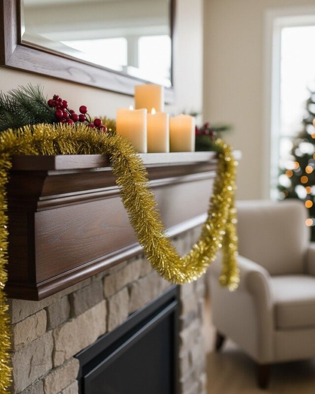 Classic 6ply Gold Metallic Fir Christmas Tinsel Garland | 5m x 50mm — image 4