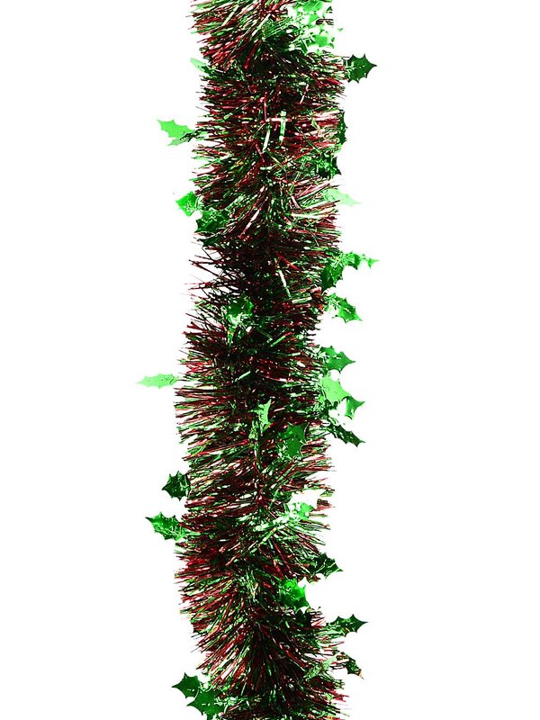 Classic 6ply Green Holly & Red Fir Christmas Tinsel Garland | 2.7m x 80mm — image 3