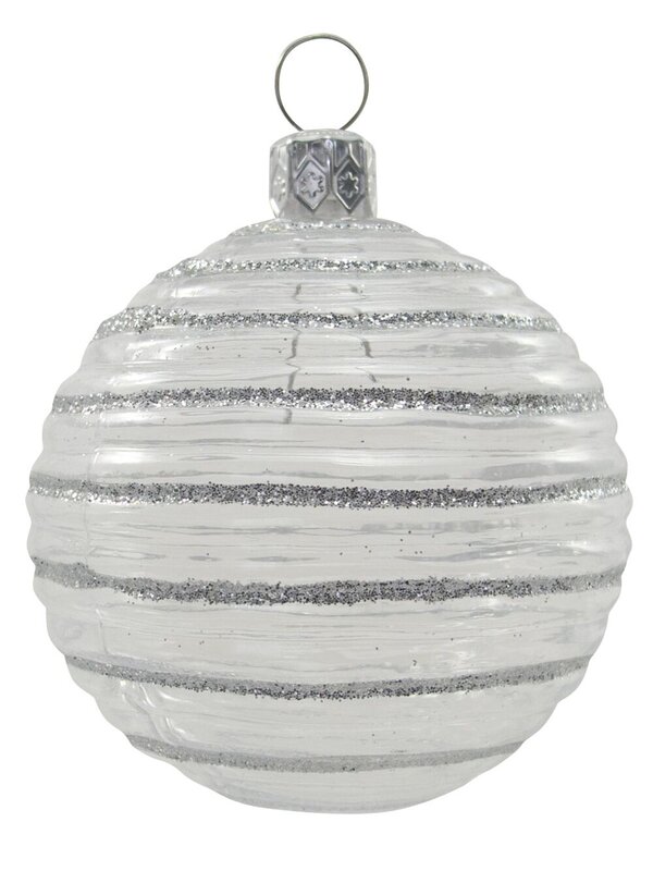 Clear Baubles With Assorted Glittered Pattern - 9 x 60mm