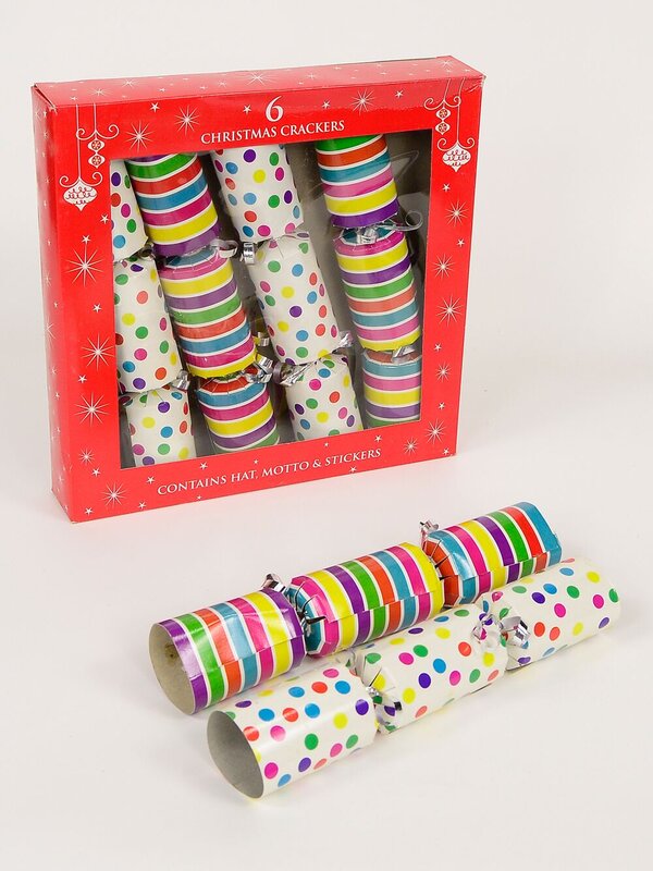 Colourful Festive Stripe & Dot Design Christmas Cracker Bon Bons - 6 x 30cm — image 4