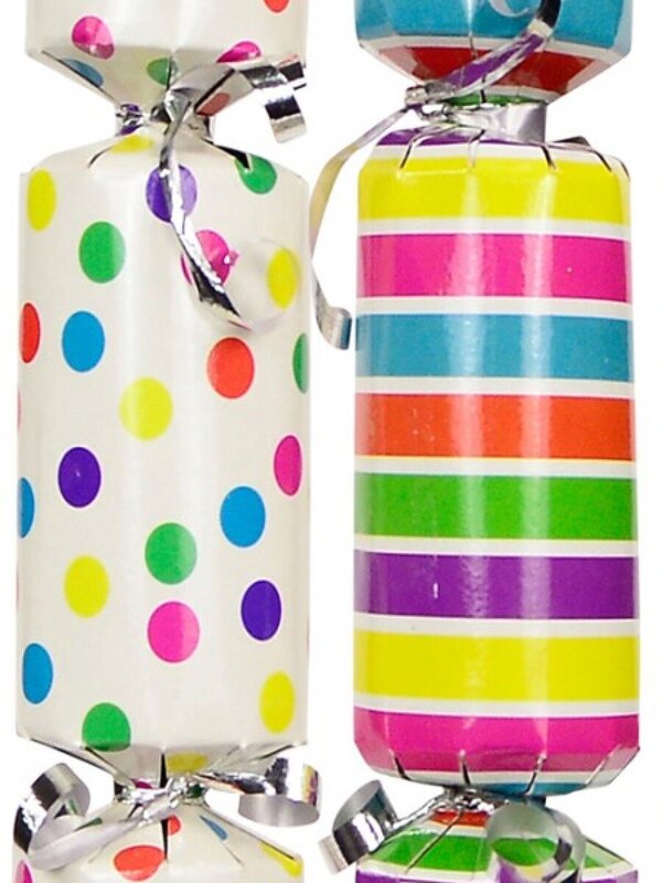 Colourful Festive Stripe & Dot Design Christmas Cracker Bon Bons - 6 x 30cm — image 2