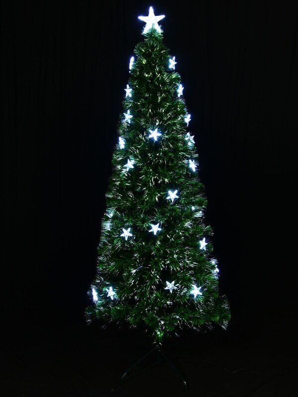 Cool White Fibre Optic Christmas Tree With 230 Tips & Star Decorations - 1.8m — image 2