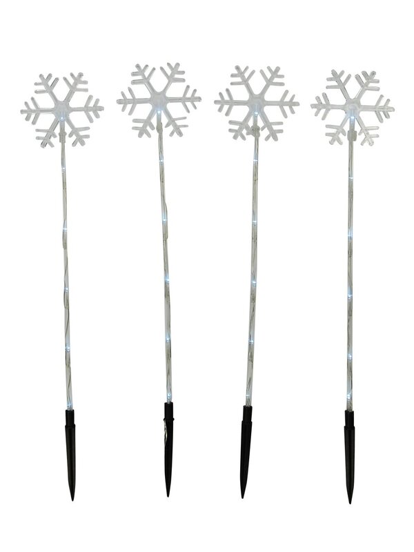 Cool White LED Snowflake On A Pole Garden Christmas Path Lights - 4 x 49cm — image 4