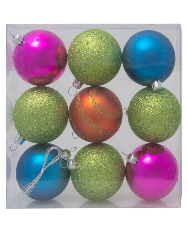 Copper, Blue, Lime & Fuchsia Baubles In Assorted Styles - 9 x 60mm — image 6