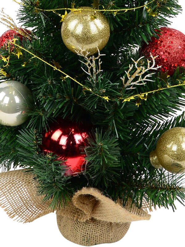 Decorated Red & Gold Bauble, Ribbon & Twigs Pine Table Top Tree - 60cm — image 4