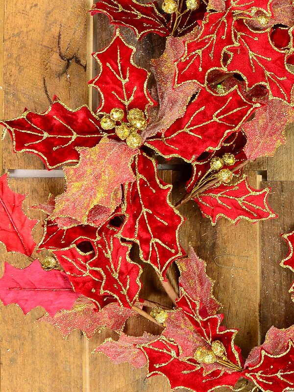 Decorative Red Poinsettia Glittered Vine Wreath - 64cm — image 3