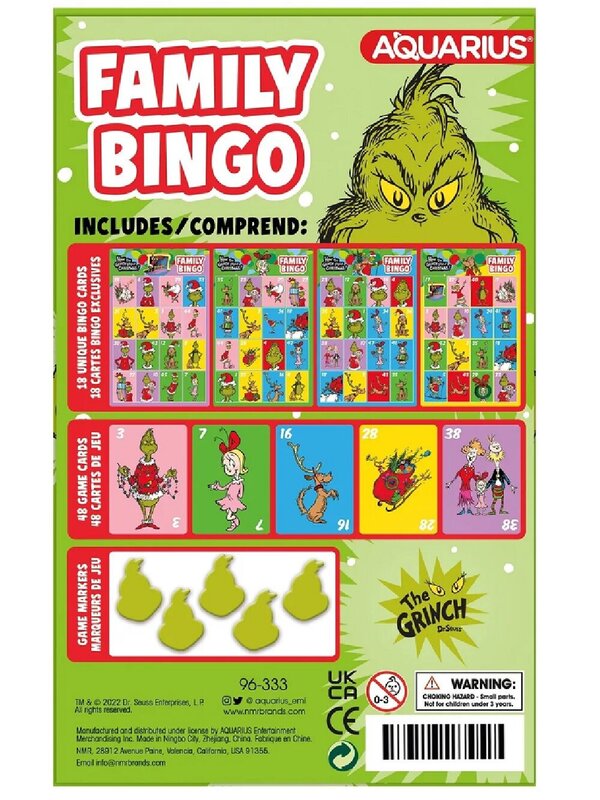 Dr. Seuss How The Grinch Stole Christmas! Family Bingo Game - 2 to 18 Players — image 5