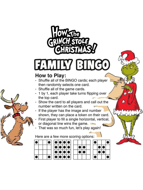 Dr. Seuss How The Grinch Stole Christmas! Family Bingo Game - 2 to 18 Players — image 4