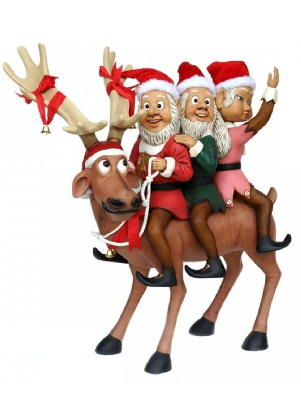 Elves & Cute Comical Reindeer Christmas Decor - 1.4m — image 2