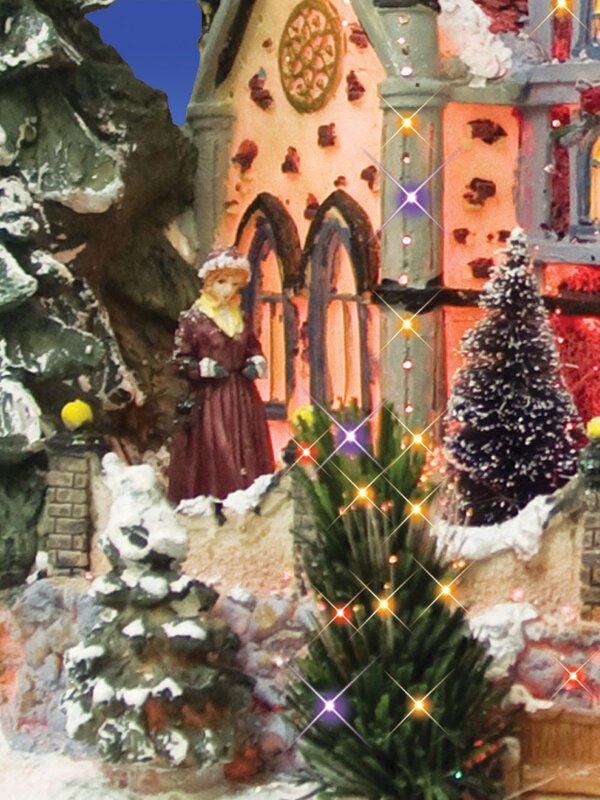 Fibre Optic Village Scene With Characters - 34cm