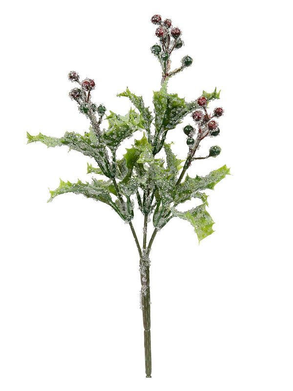 Frosted Mistletoe & Berries Natural Look Pine Christmas Stem Pick - 27cm — image 2