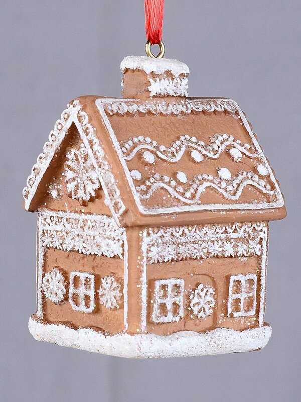 Frosted Resin 3D Gingerbread House Whimsical Essential Ornament | 70mm — image 3