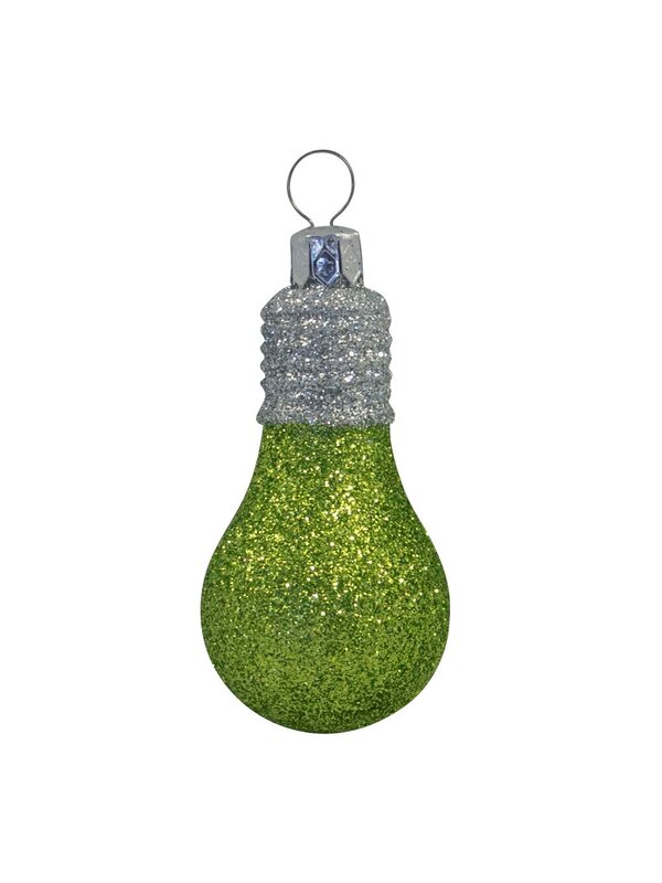 Glittered Lime Green & Turquoise Light Bulb Decorations - 4 x 70mm