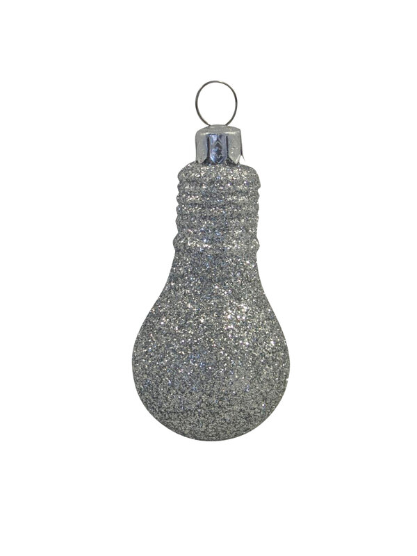 Glittered Red, White & Silver Light Bulb Decorations - 4 x 10cm