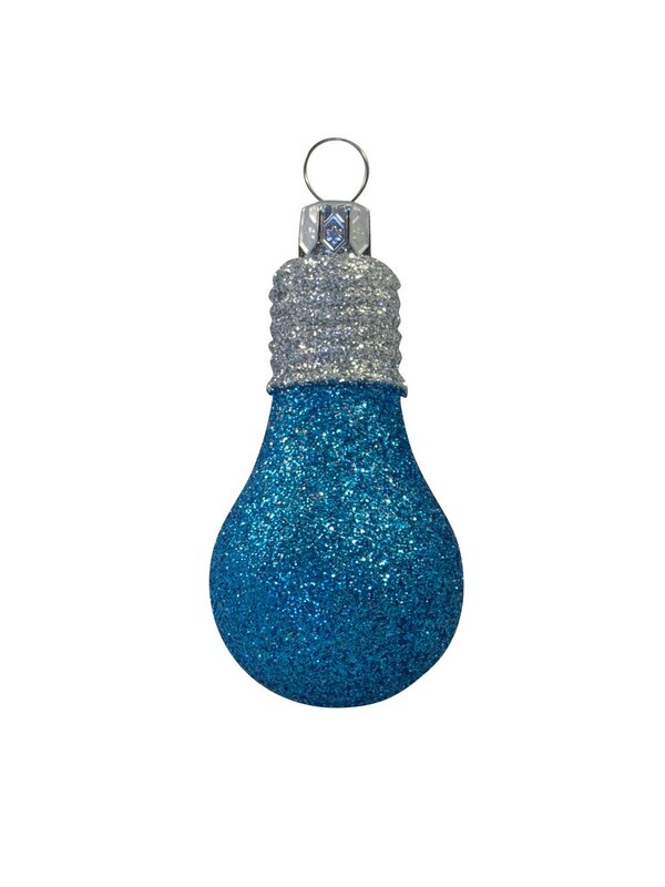 Glittered Turquoise & Silver Light Bulb Decorations - 4 x 70mm