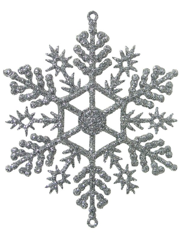 Glittered Turquoise & Silver Snowflake Hanging Decorations - 12 x 10cm