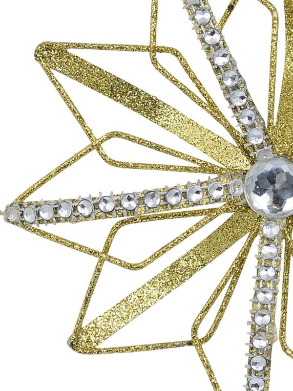 Gold 3D Star Flower With Diamante Christmas Tree Hanging Decoration - 13cm — image 2