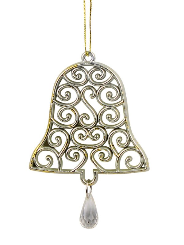 Gold Bell Shape Swirl Design Christmas Tree Hanging Decorations - 2 x 12cm — image 2
