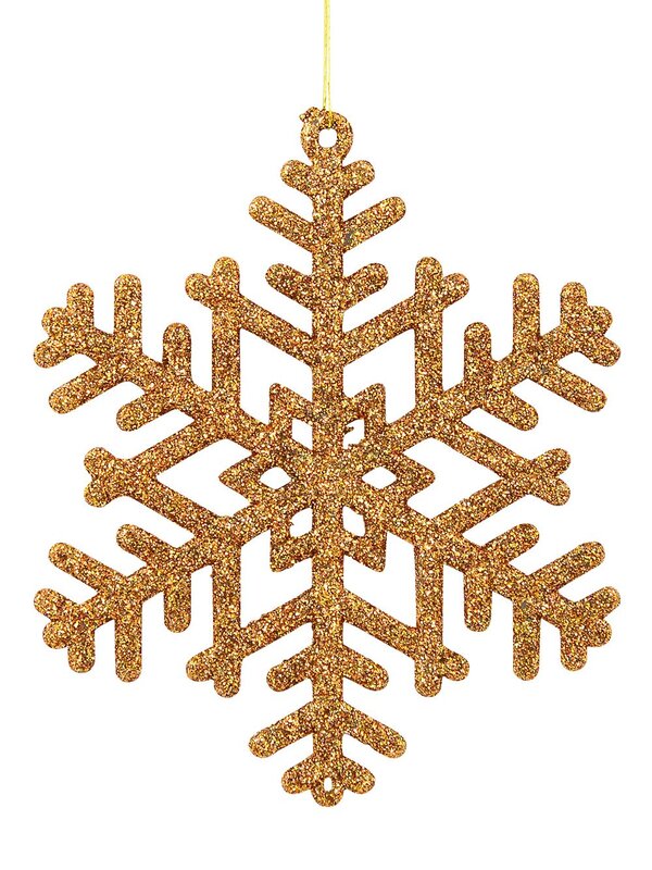 Gold Glitter on Bronze Snowflake Ornaments - 6 x 10cm