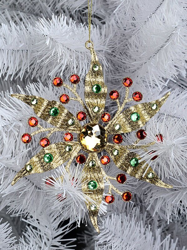 Gold Glittered Jewelled Radiant Floral Essential Ornament | 17cm — image 2