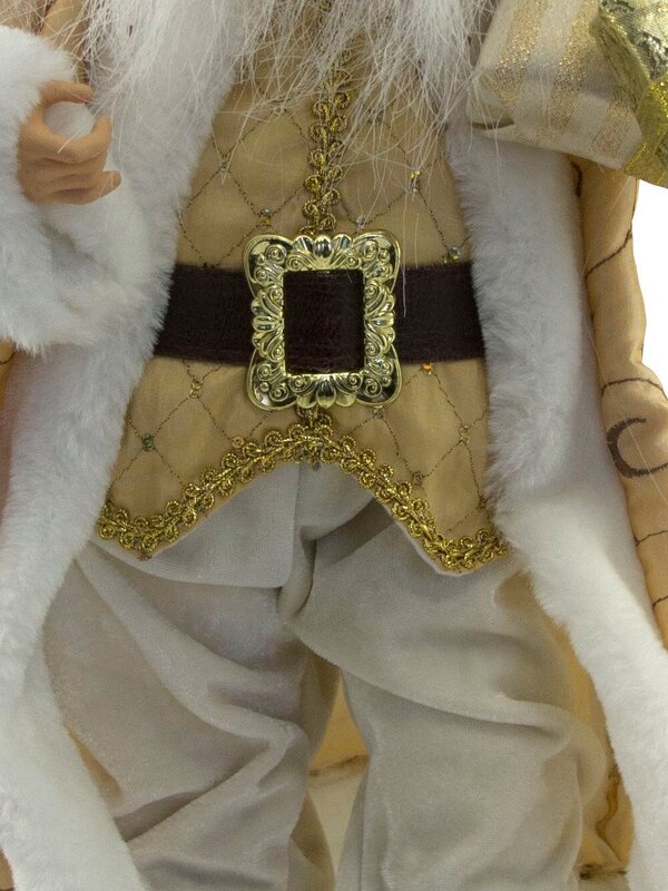 Gold & Ivory Suit Standing Decorative Santa With Gifts - 46cm — image 9