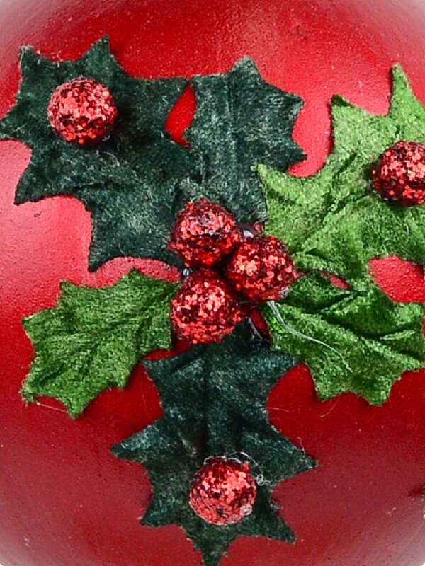 Green Antique Holly Red Bauble Christmas Tree Hanging Decoration - 11cm — image 2