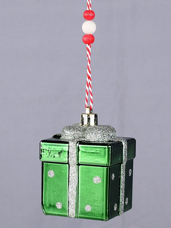 Green Glittered Gift Box Radiant Essential Ornament | 60mm — image 3