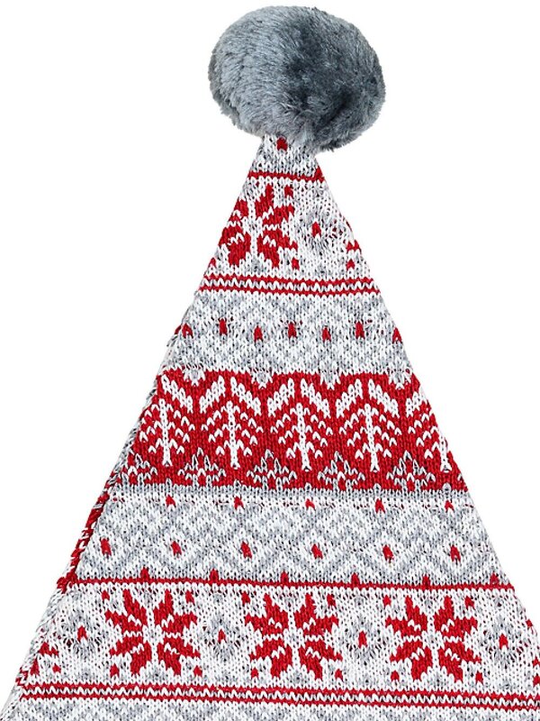 Grey Red & White Knitted Sweater Santa Hat With Antlers | One Size Fits Most — image 4
