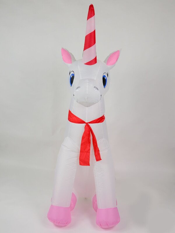 Happy Christmas Sitting Unicorn Illuminated Inflatable - 1.9m