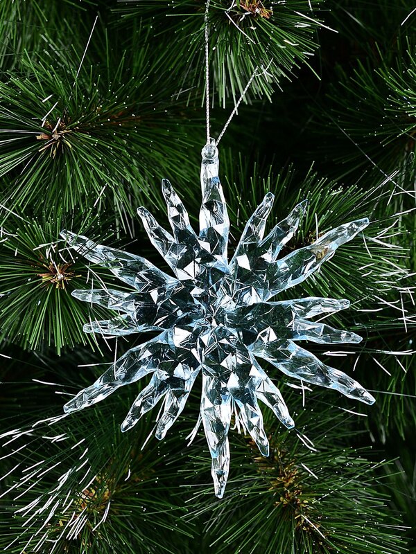 Ice Blue Textured Crystal Snowflake Whimsical Essential Ornament | 14cm — image 2